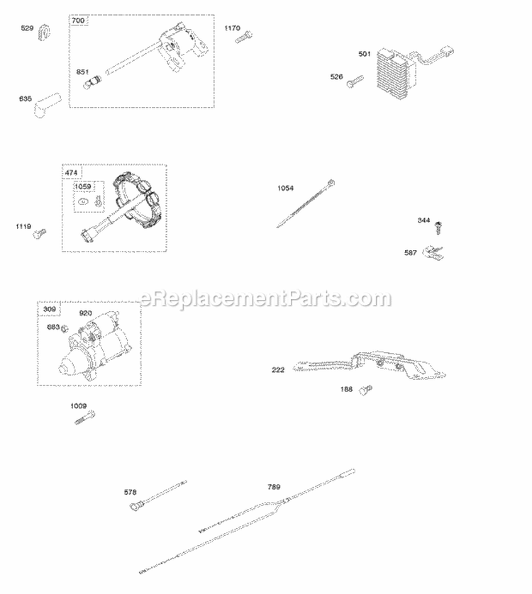 Alternator Igniton Coil Regulator Electric Starter Diagram and Parts List for 614277-0001-G1  Briggs and Stratton Engine